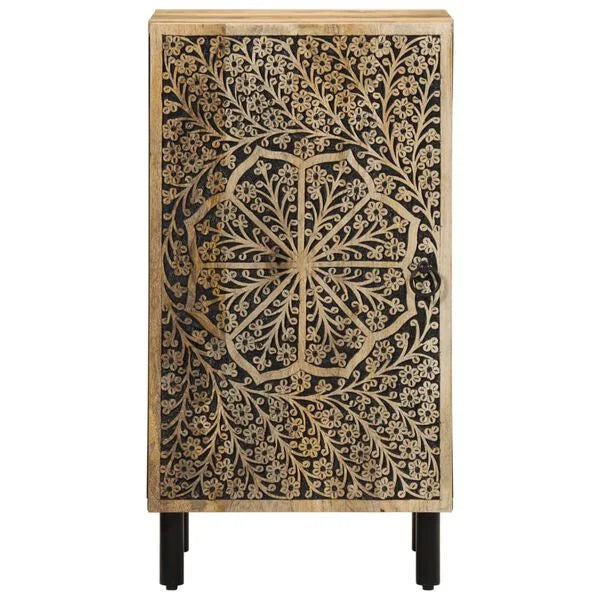 Armoire Étroite à Rosace Sculptée à la main en bois de manguier – photo 2