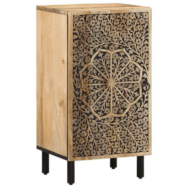 Armoire Étroite à Rosace Sculptée à la main en bois de manguier – photo 6