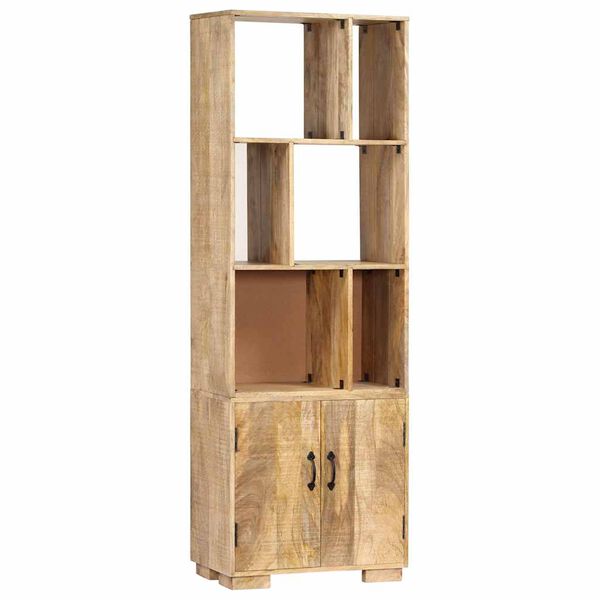 Bibliothèque Colonne à Niches Asymétriques en bois de manguier – photo 2