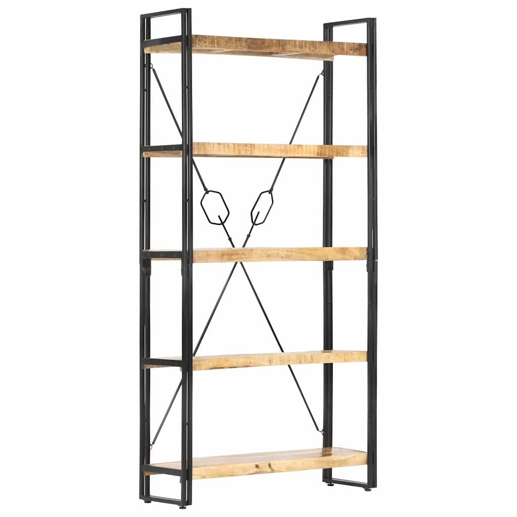 Bibliothèque industrielle à croisillons en manguier – 90 x 30 x 180 cm