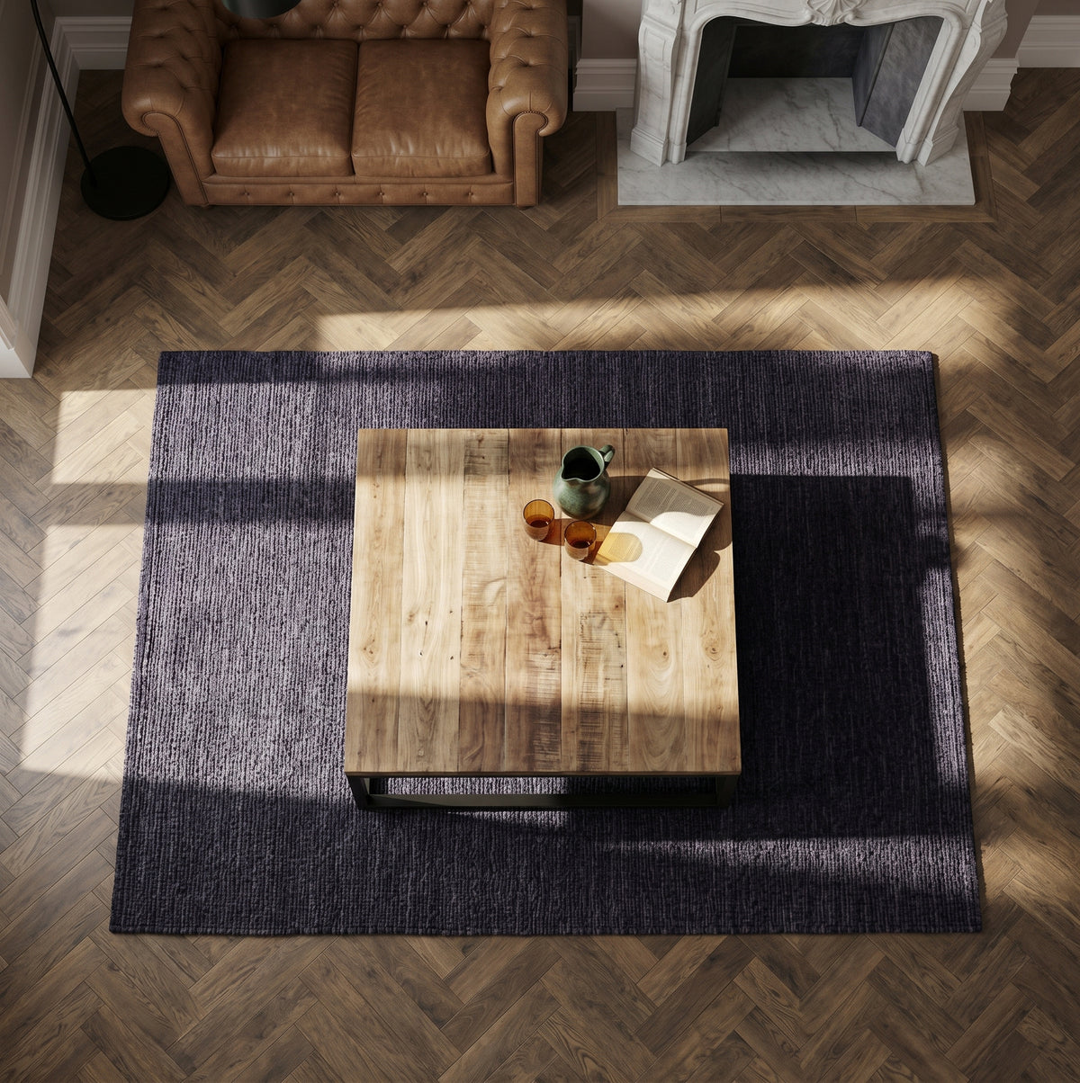 Grande table basse en manguier – Noir – 140 x 140 x 40 cm