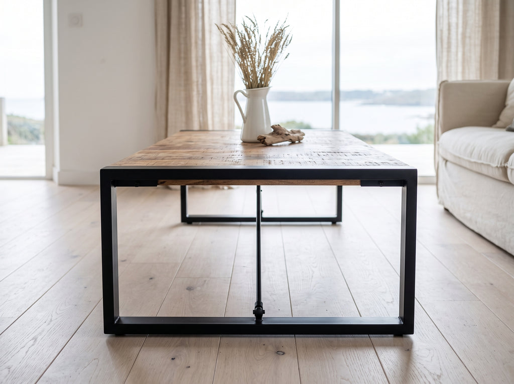 Grande table basse en manguier – Noir – 140 x 70 x 40 cm