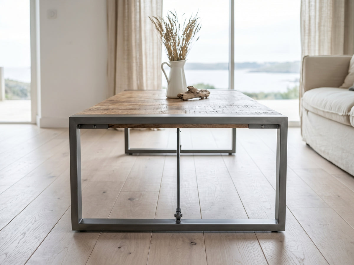 Grande table basse en manguier – Gris – 140 x 70 x 40 cm