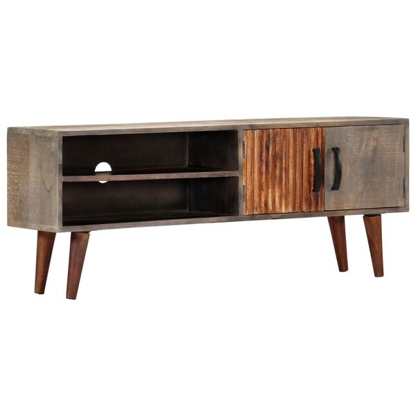 Meuble TV Gris à Porte Striée en bois de manguier – photo 2