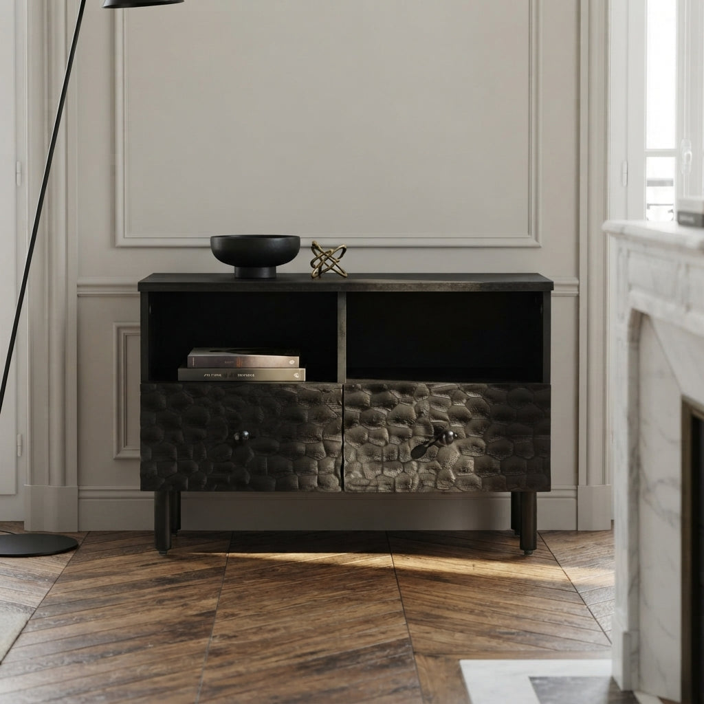 Meuble TV Noir Profond en bois de manguier – photo 5
