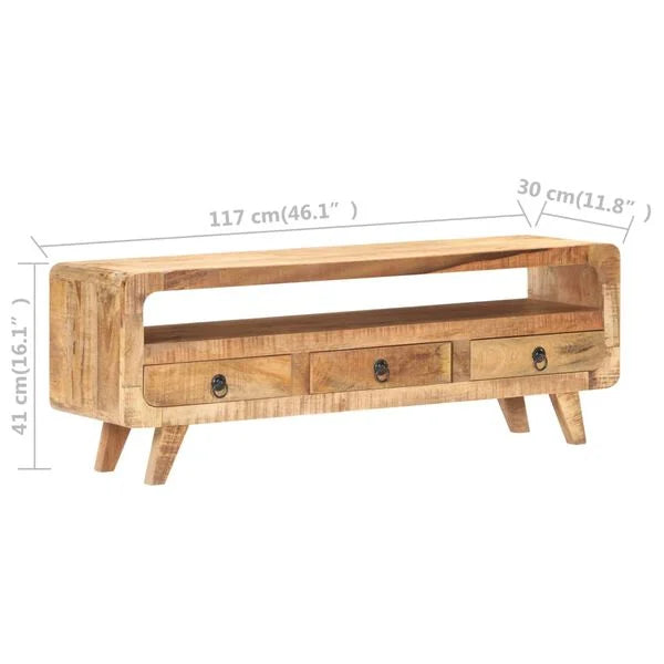 Meuble TV Vintage à Angles Arrondis – dimensions : 117 x 30 x 41 cm (L x P x H)