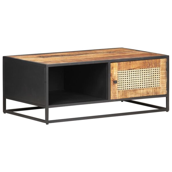 Table Basse Cannage et Noir Mat en bois de manguier – photo 2