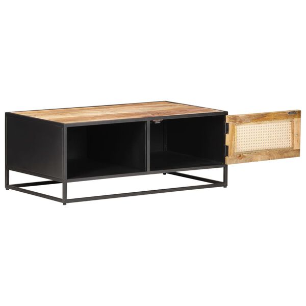 Table Basse Cannage et Noir Mat en bois de manguier – photo 4