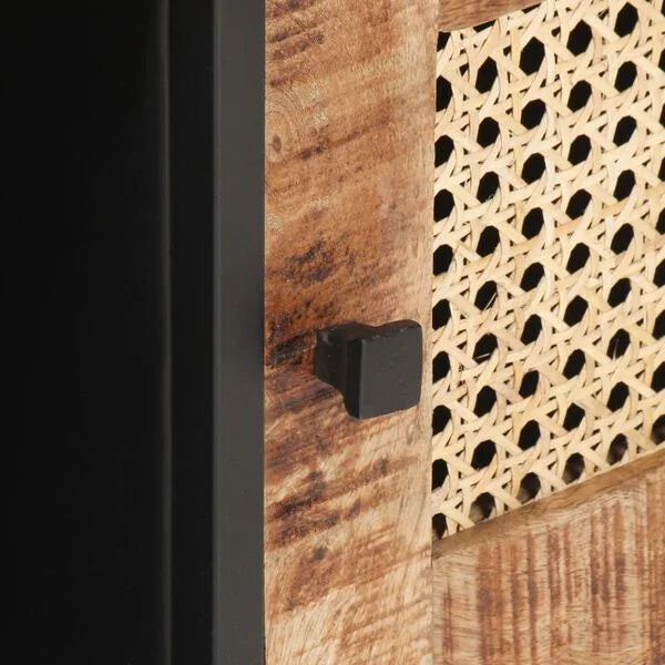 Table Basse Cannage et Noir Mat en bois de manguier – photo 8