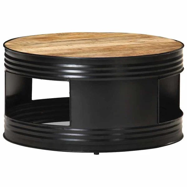 Table basse cylindre en manguier – Noir – 68 x 36 cm