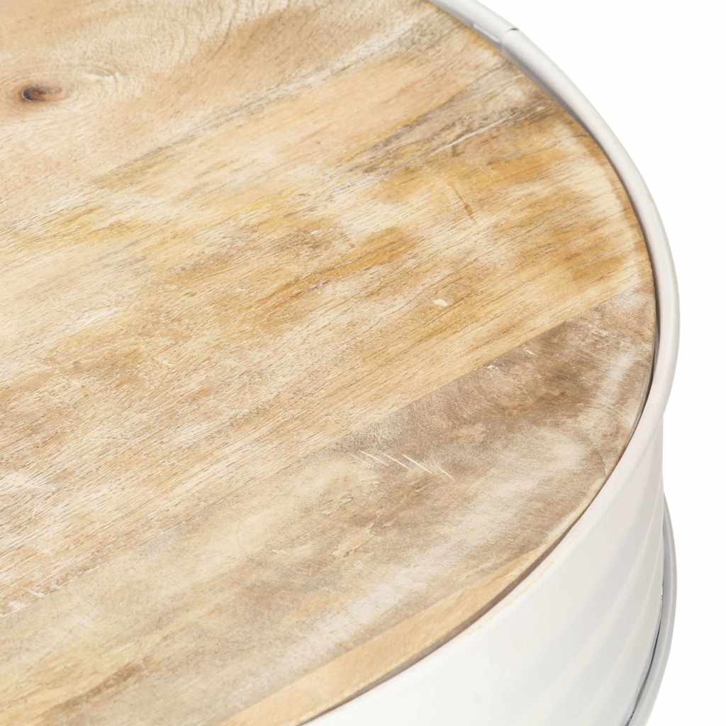 Table basse cylindre en manguier – Blanc – 68 x 36 cm