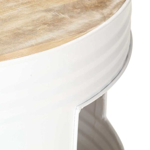 Table basse cylindre en manguier – Blanc – 68 x 36 cm