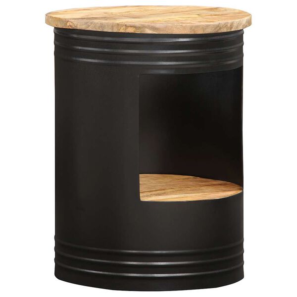Table basse cylindre en manguier – Noir – 43 x 55 cm