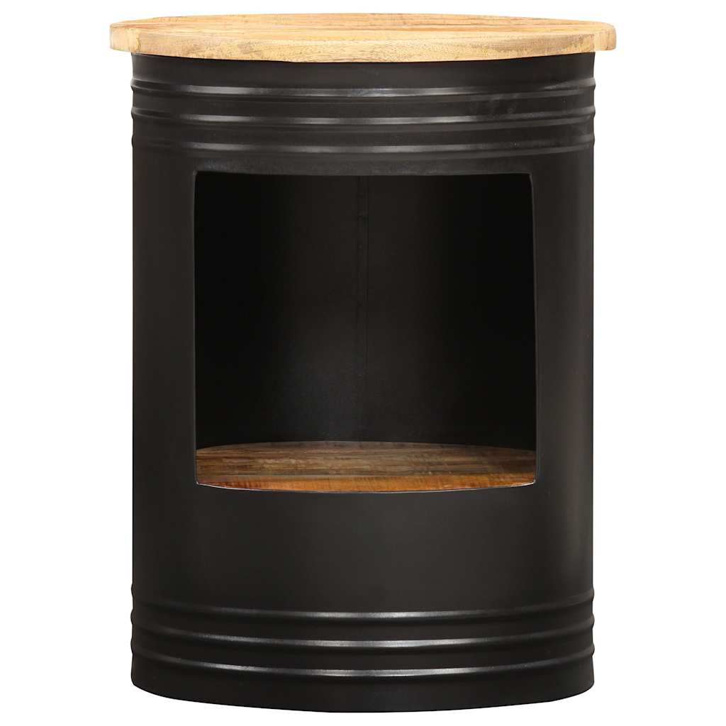 Table basse cylindre en manguier – Noir – 43 x 55 cm