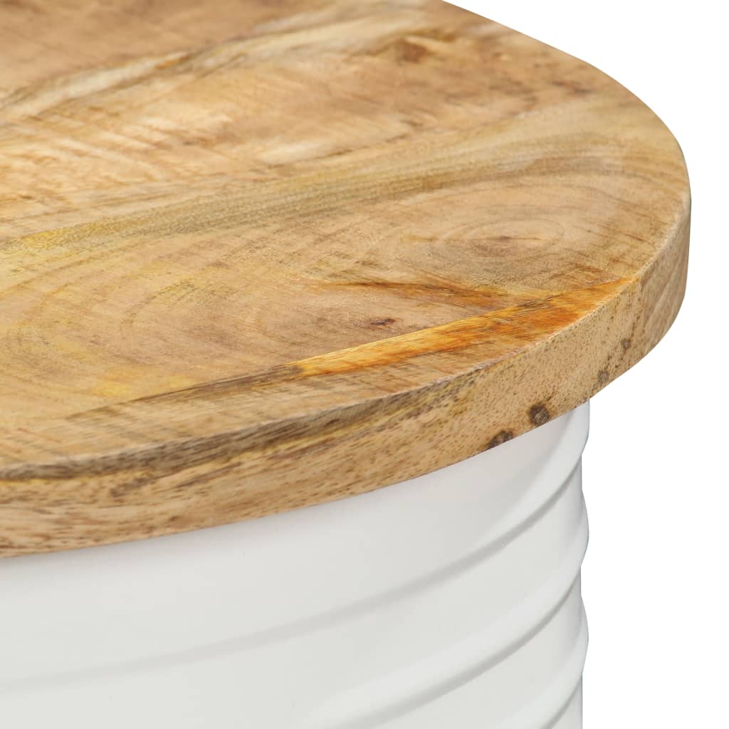 Table basse cylindre en manguier – Blanc – 43 x 55 cm