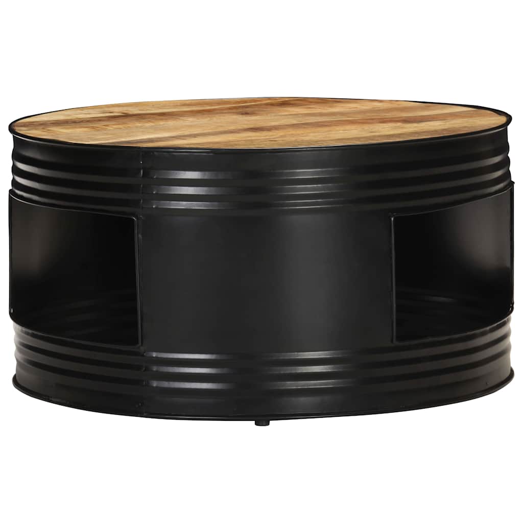 Table basse cylindre en manguier – Noir – 68 x 36 cm