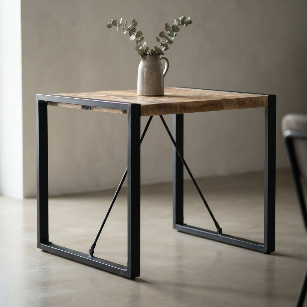 Table carrée en manguier – Noir – 80 x 80 x 75 cm