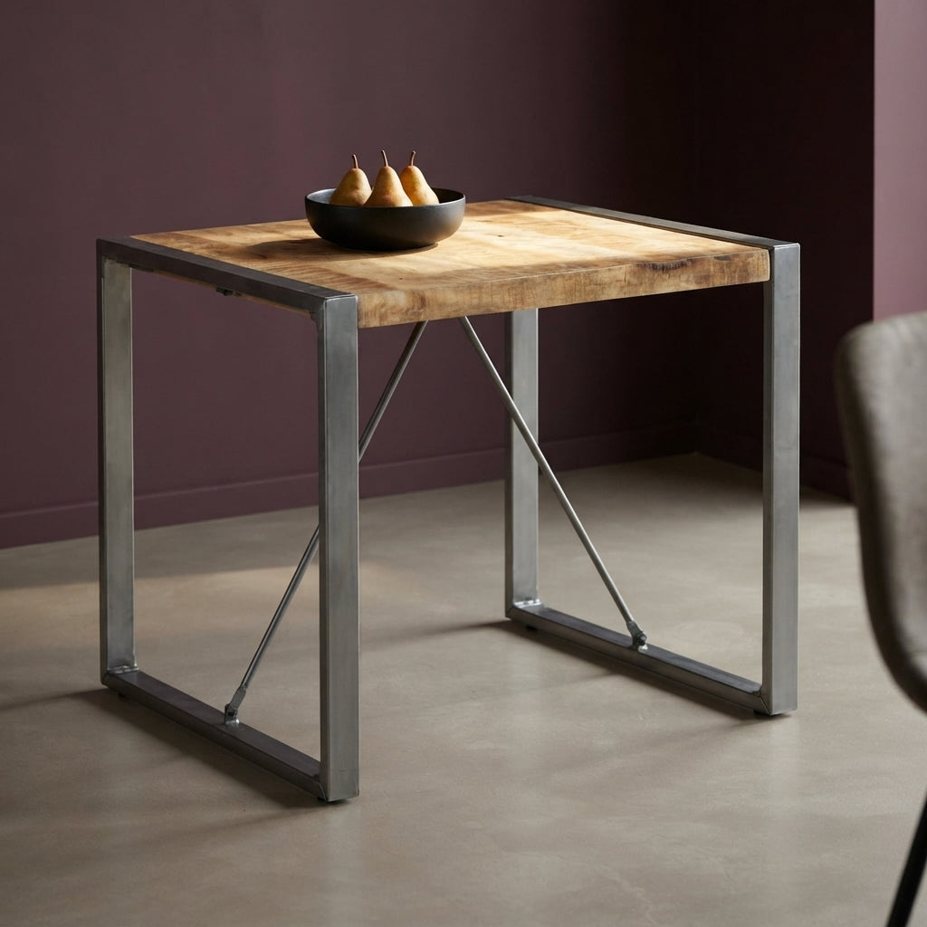 Table carrée en manguier – Gris – 80 x 80 x 75 cm