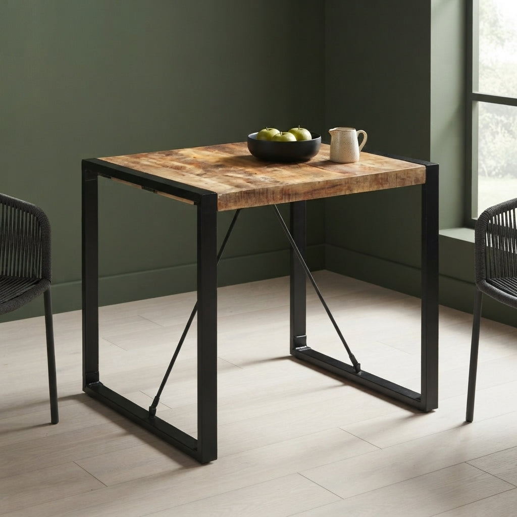 Table carrée en manguier – Noir – 80 x 80 x 75 cm