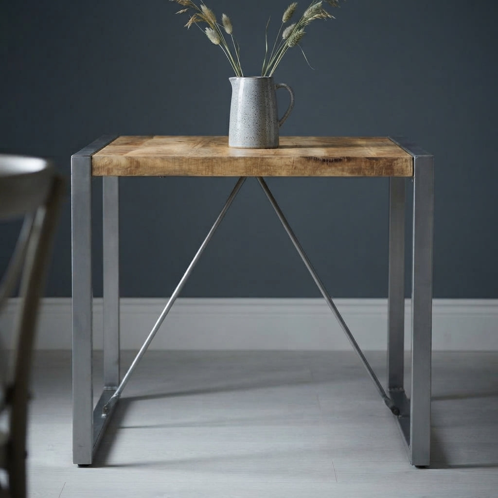 Table carrée en manguier – Gris – 80 x 80 x 75 cm