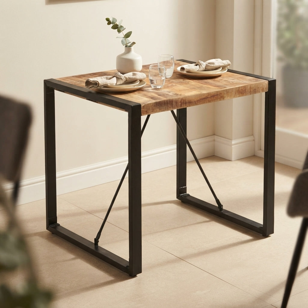 Table carrée en manguier – Noir – 80 x 80 x 75 cm
