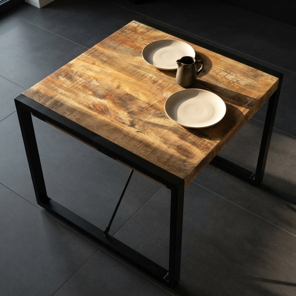 Table carrée en manguier – Noir – 80 x 80 x 75 cm
