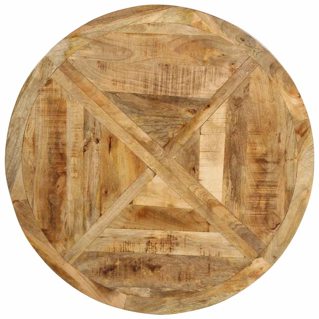 Table ronde à pied étoile – Manguier brut massif – 110 x 75 cm
