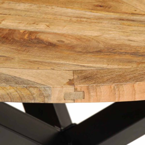 Table ronde à pied étoile – Manguier brut massif – 110 x 75 cm