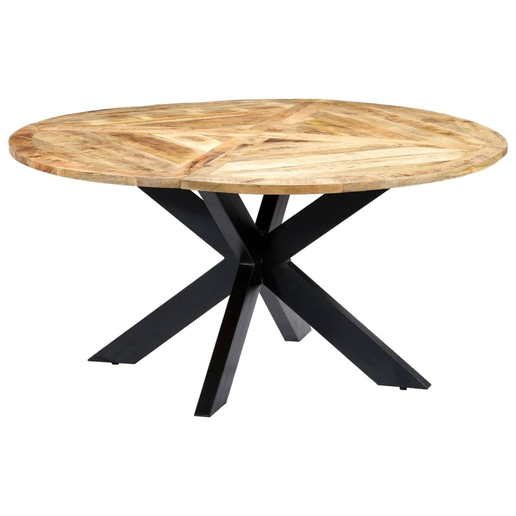 Table ronde à pied étoile – Manguier massif – 150 x 76 cm