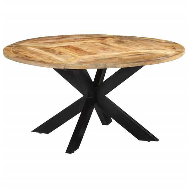 Table ronde à pied étoile – Manguier massif – 150 x 76 cm