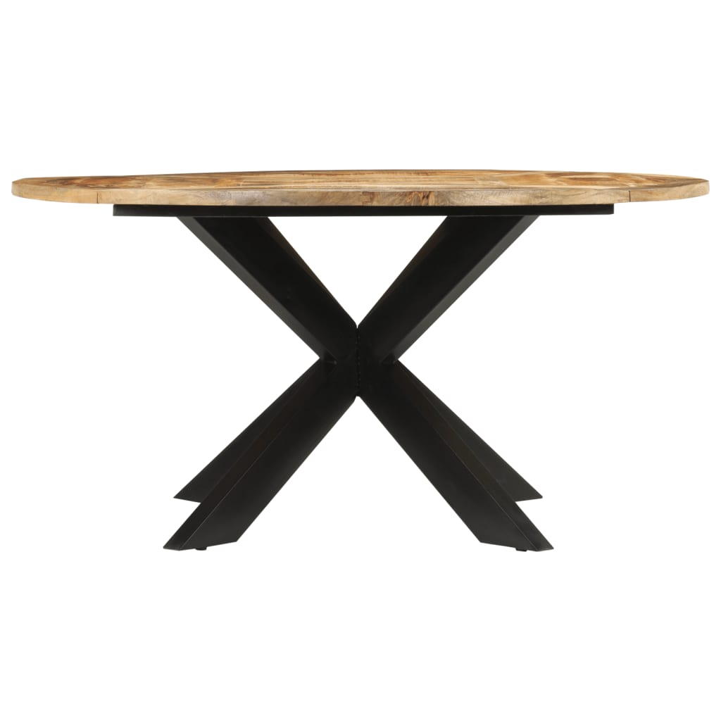 Table ronde à pied étoile – Manguier brut massif – 150 x 76 cm