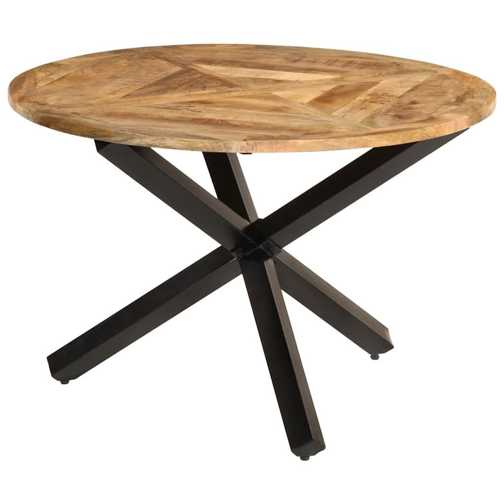 Table ronde à pied étoile – Manguier brut massif – 110 x 75 cm