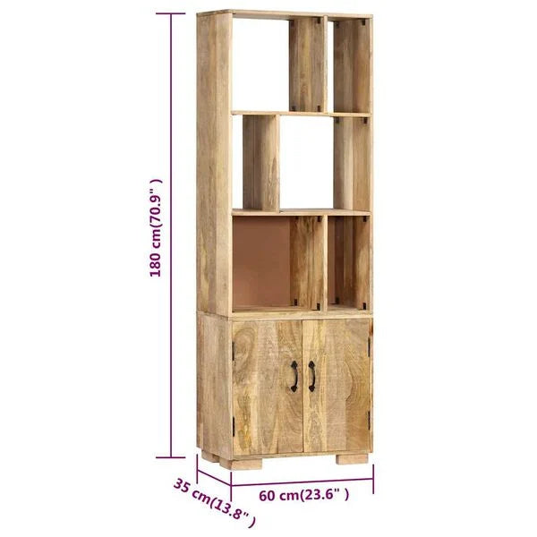 Bibliothèque Colonne à Niches Asymétriques en bois de manguier – photo 11