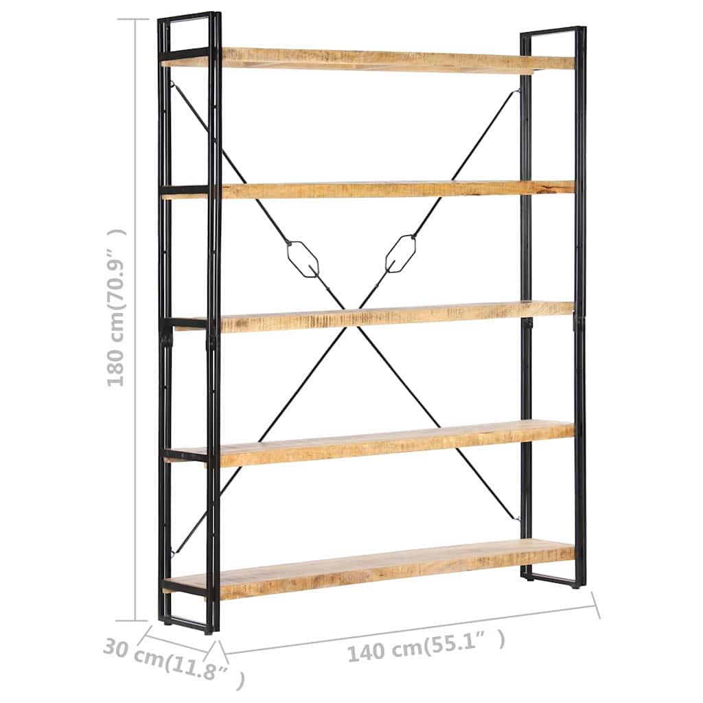 Bibliothèque industrielle à croisillons en manguier – 140 x 30 x 180 cm – dimensions