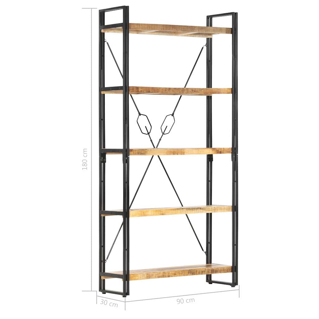 Bibliothèque industrielle à croisillons en manguier – 90 x 30 x 180 cm – dimensions