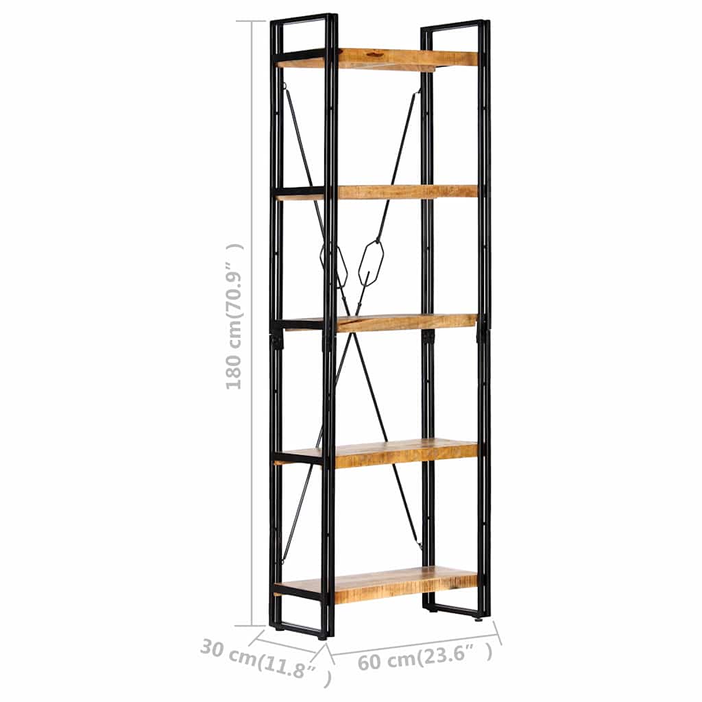 Bibliothèque industrielle à croisillons en manguier – 60 x 30 x 180 cm – dimensions