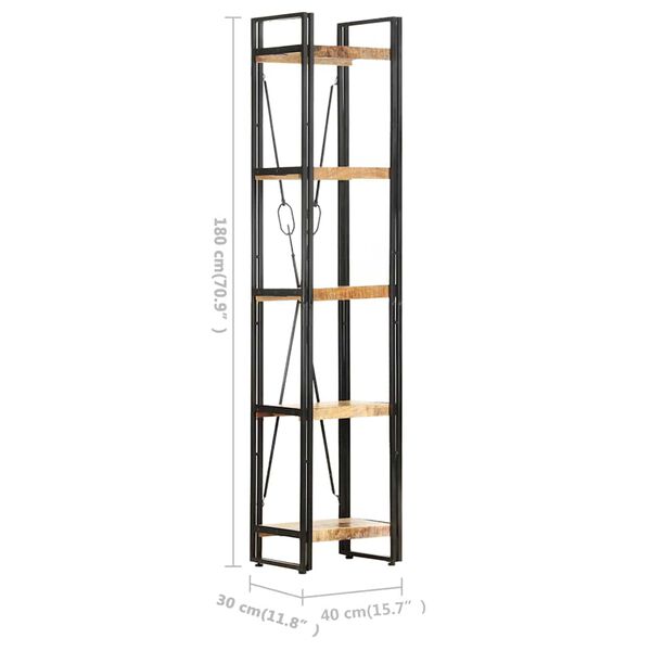 Bibliothèque industrielle à croisillons en manguier – 40 x 30 x 180 cm – dimensions