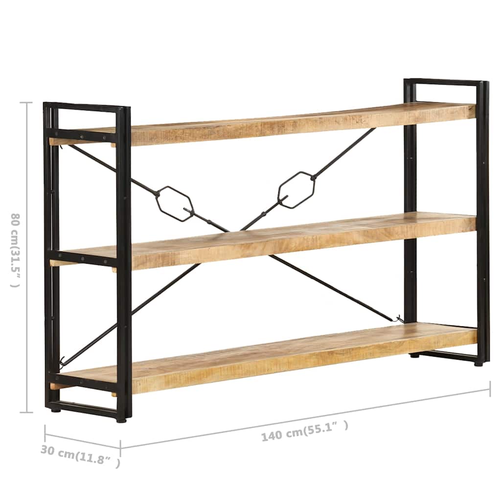 Bibliothèque industrielle à croisillons en manguier – 140 x 30 x 80 cm – dimensions
