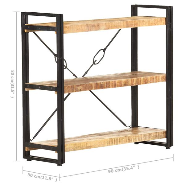 Bibliothèque industrielle à croisillons en manguier – 90 x 30 x 80 cm – dimensions
