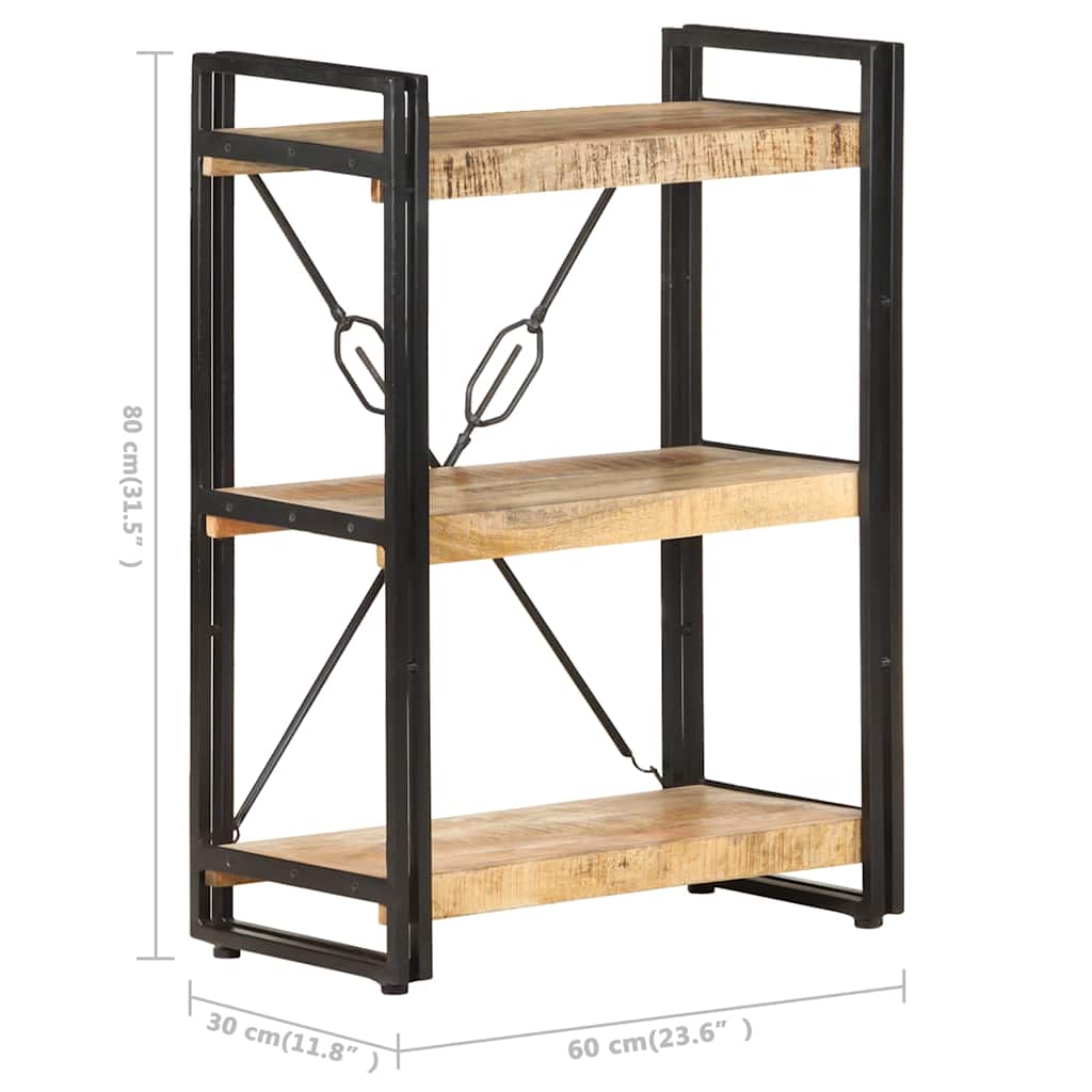 Bibliothèque industrielle à croisillons en manguier – 60 x 30 x 80 cm – dimensions
