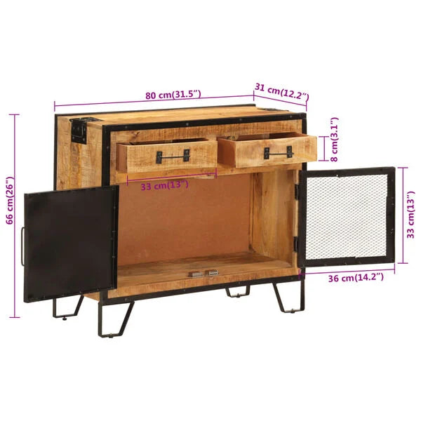 Buffet Atelier à Porte Grillagée en bois de manguier – photo 11