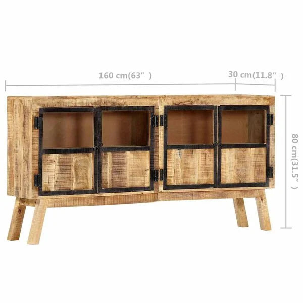 Buffet Long Bicolore à Cadres Noirs en bois de manguier – photo 9