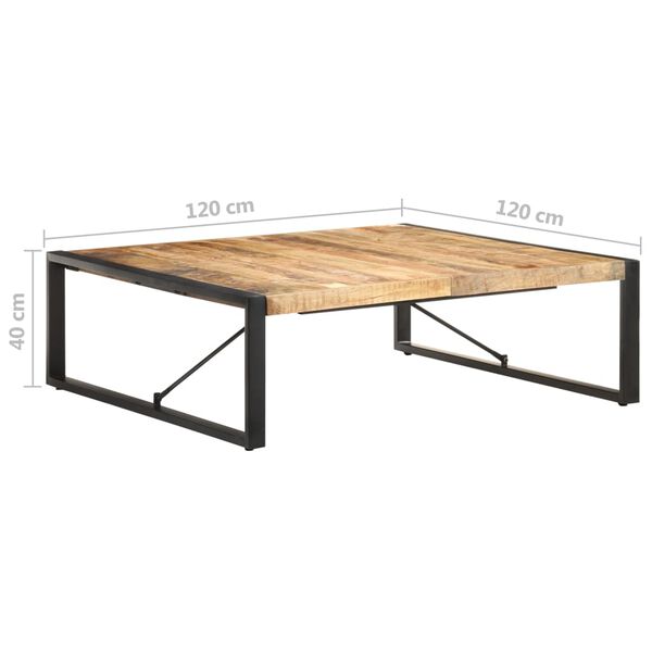 Grande table basse en manguier – Noir – 120 x 120 x 40 cm
