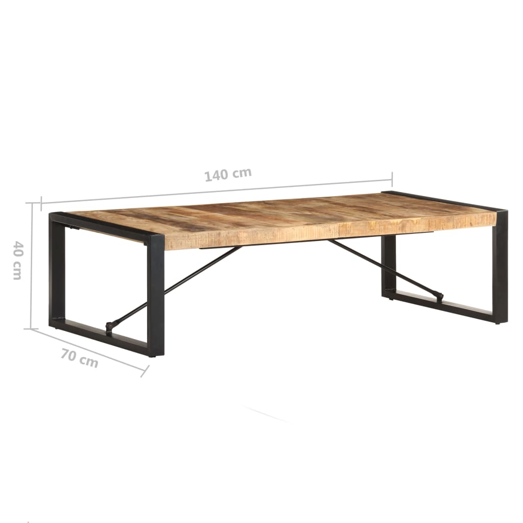 Grande table basse en manguier – Noir – 140 x 70 x 40 cm
