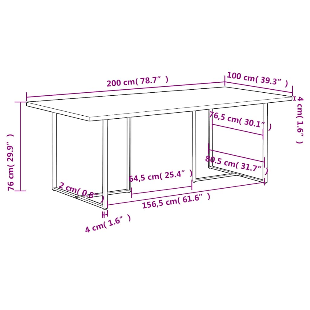 200 x 100 x 76 cm