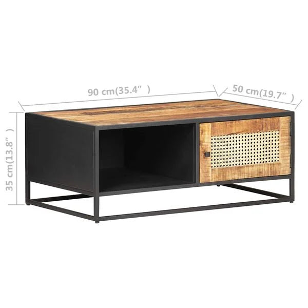 Table Basse Cannage et Noir Mat en bois de manguier – photo 10