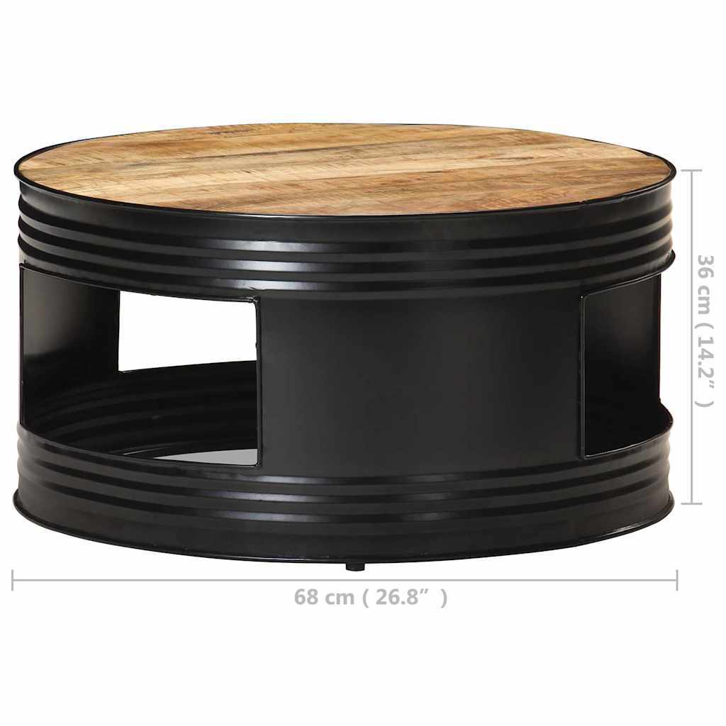 Table basse cylindre en manguier – Noir – 68 x 36 cm