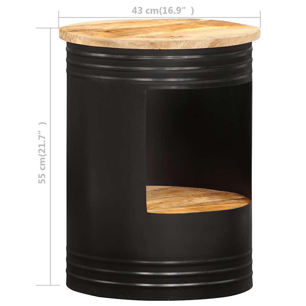 Table basse cylindre en manguier – Noir – 43 x 55 cm