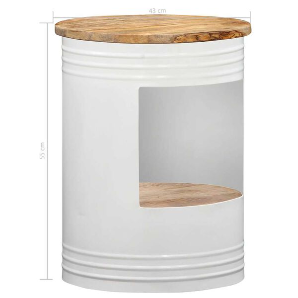 Table basse cylindre en manguier – Blanc – 43 x 55 cm