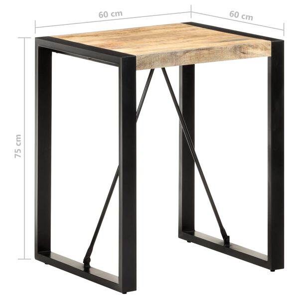 Table carrée en manguier – Noir – 60 x 60 x 75 cm